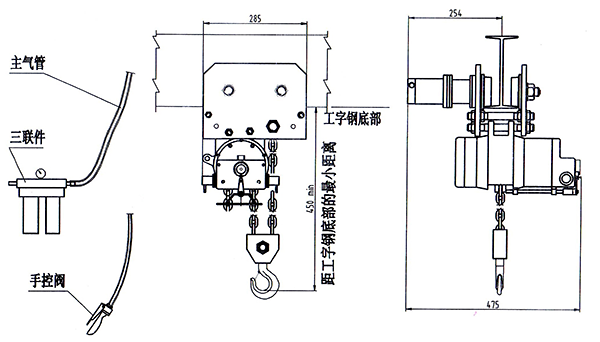 滬工氣動(dòng)葫蘆結(jié)構(gòu)圖